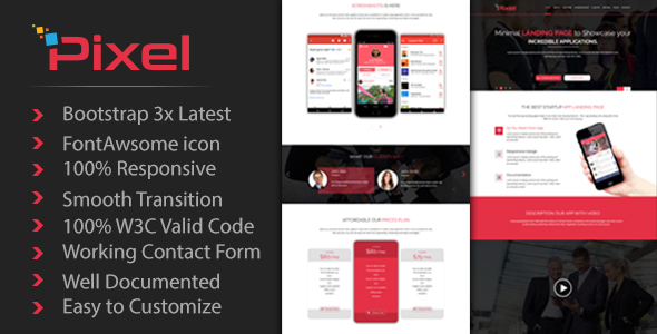 PIXEL - App Landing Page Template - Technology Landing Pages