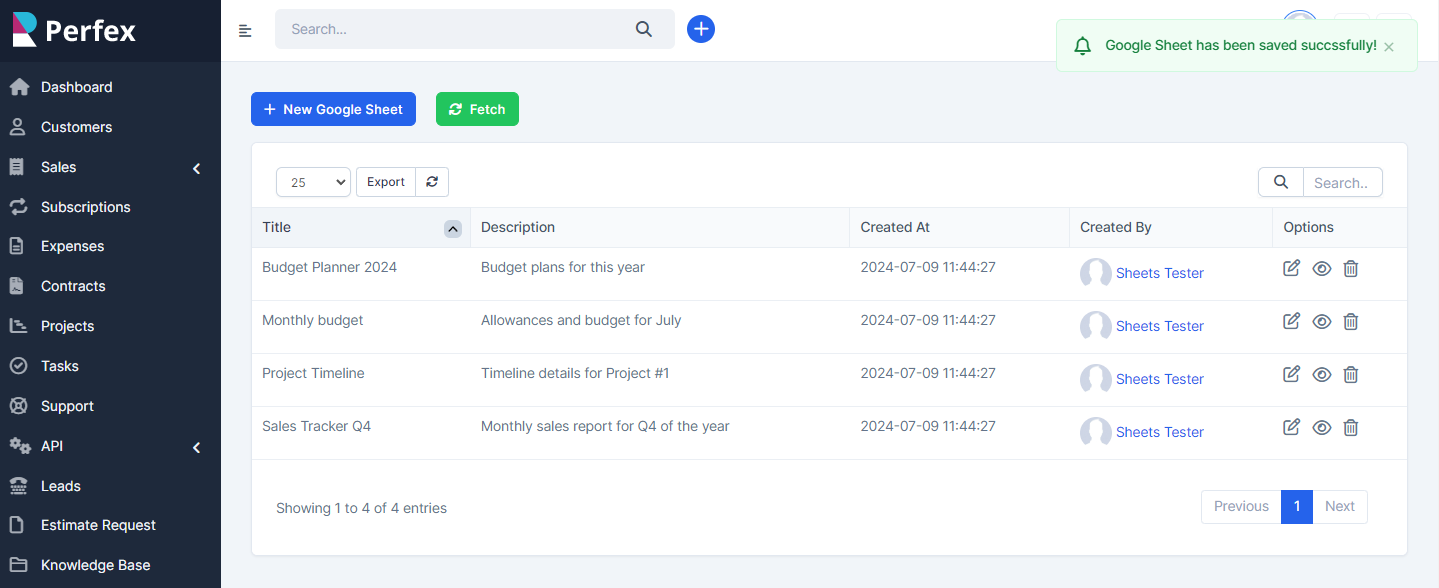 Google Sheets module for Perfex CRM - Two-way Spreadsheets Synchronization - 10