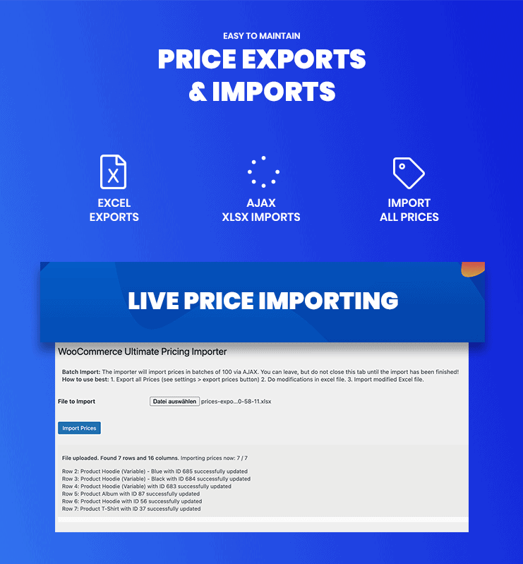 Product Price Export & Import