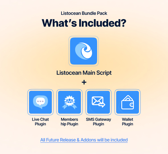 ListOcean classified ads listing platform showcasing features like Google Maps integration, live chat, membership plans, and a user-friendly interface.