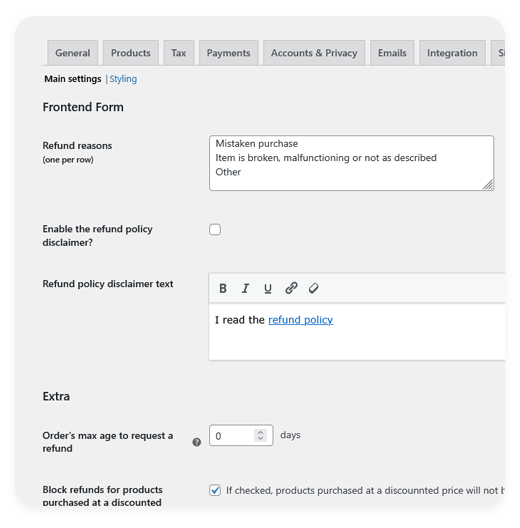 plugin settings