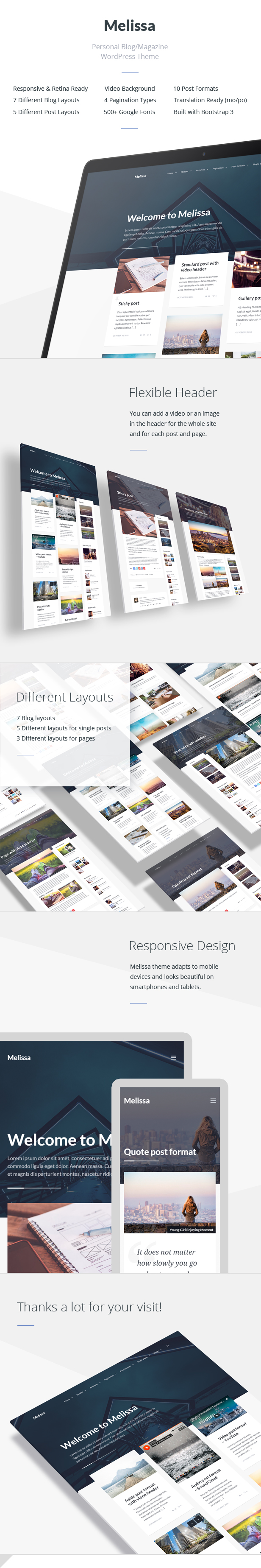 Melissa WordPress Theme - Features