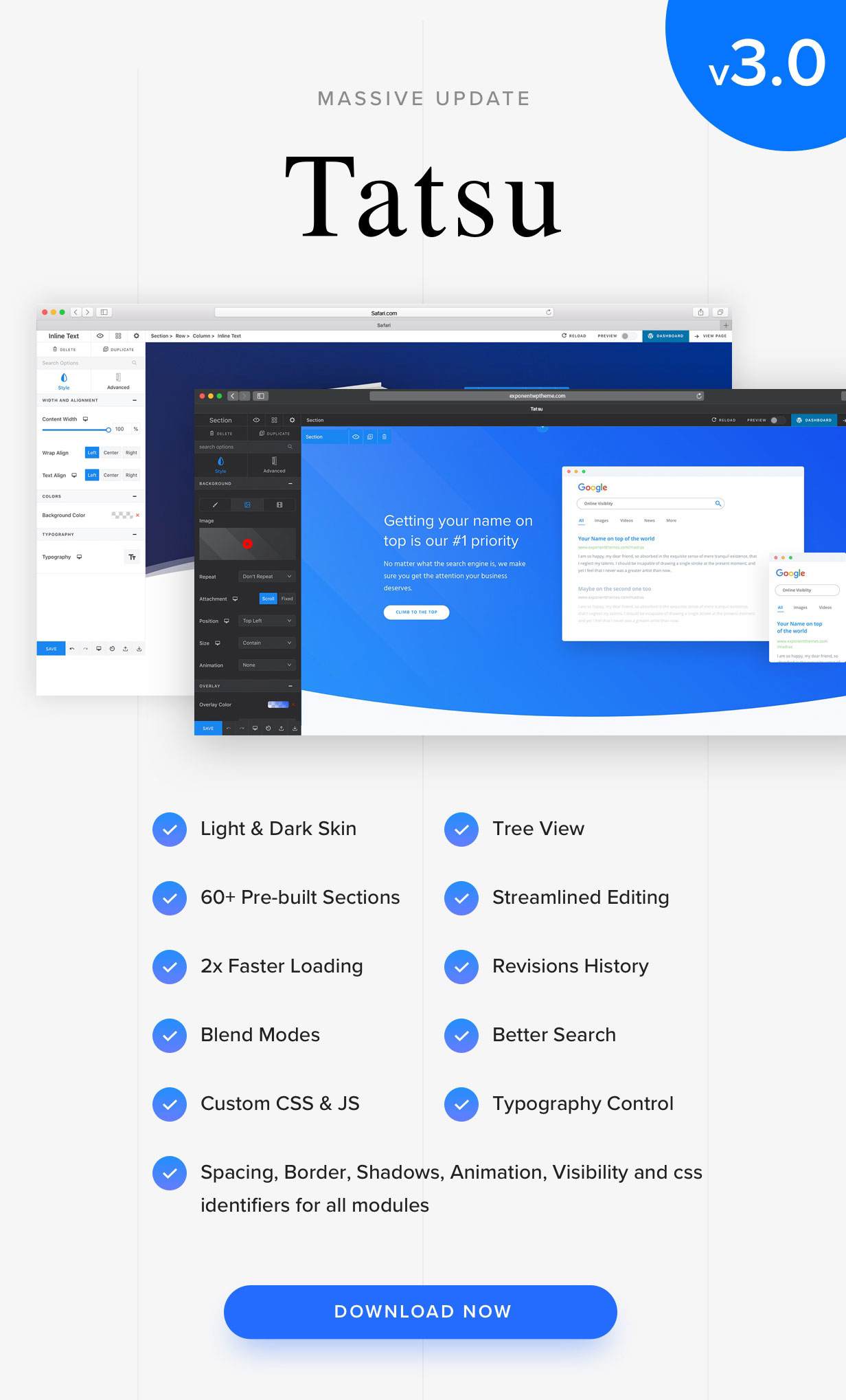 Tatsu version 3.0 - Massive Update to the best fully visual page builder for WordPress