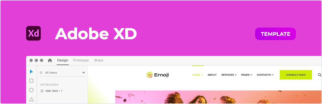 Emoji – Event Agency Template for XD