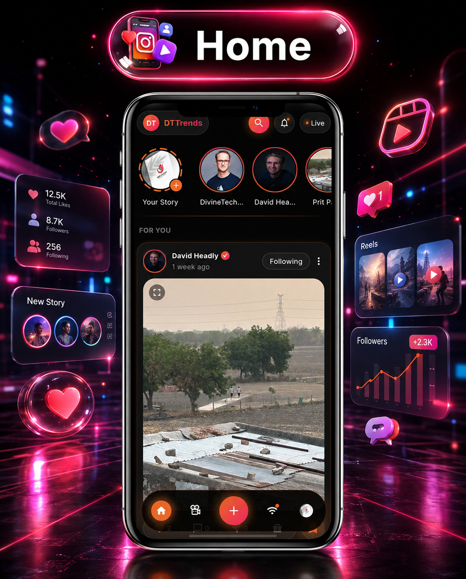 DTTrends – TikTok Clone | Reels, Live Streaming, PK Battle, Story, Feed, Chat | Flutter App - 16