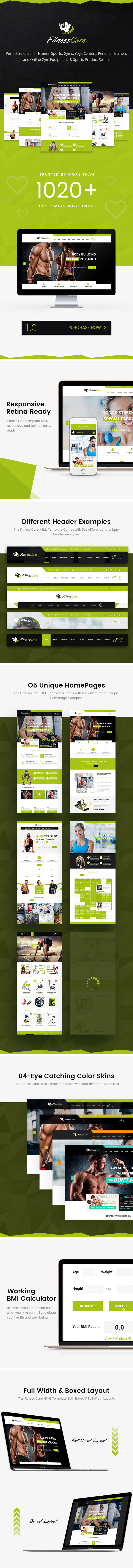 دانلود قالب HTML5 باشگاه ورزشی Fitness Care