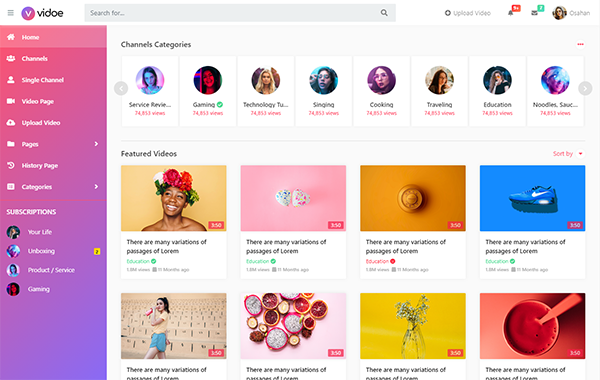 VIDOE - Video Streaming Website HTML, React Template
