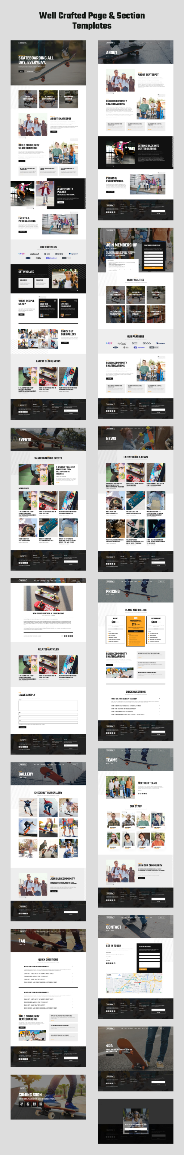 Skateboarding Elementor template