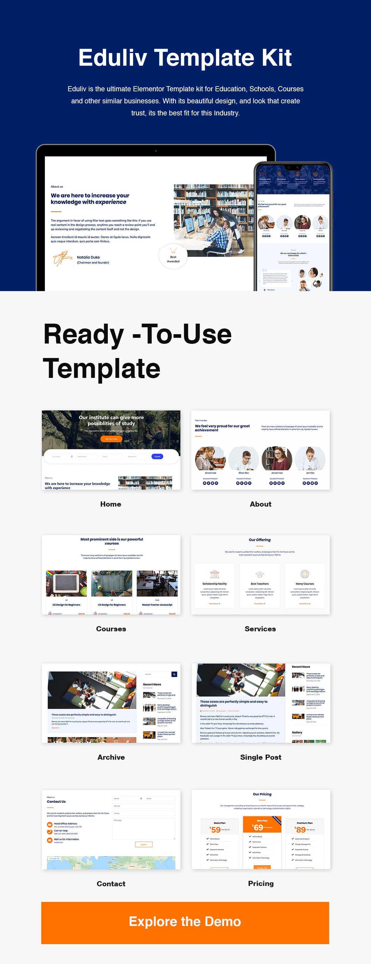 Eduliv - Education Elementor Template Kit - 1