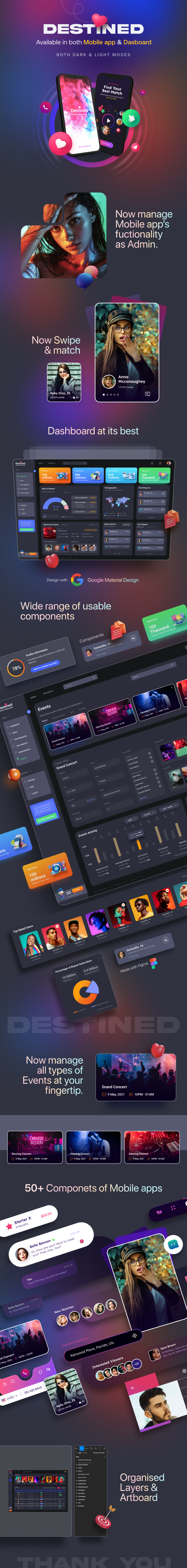 Destined | A Dating App & Dashboard UI Figma Template - 2
