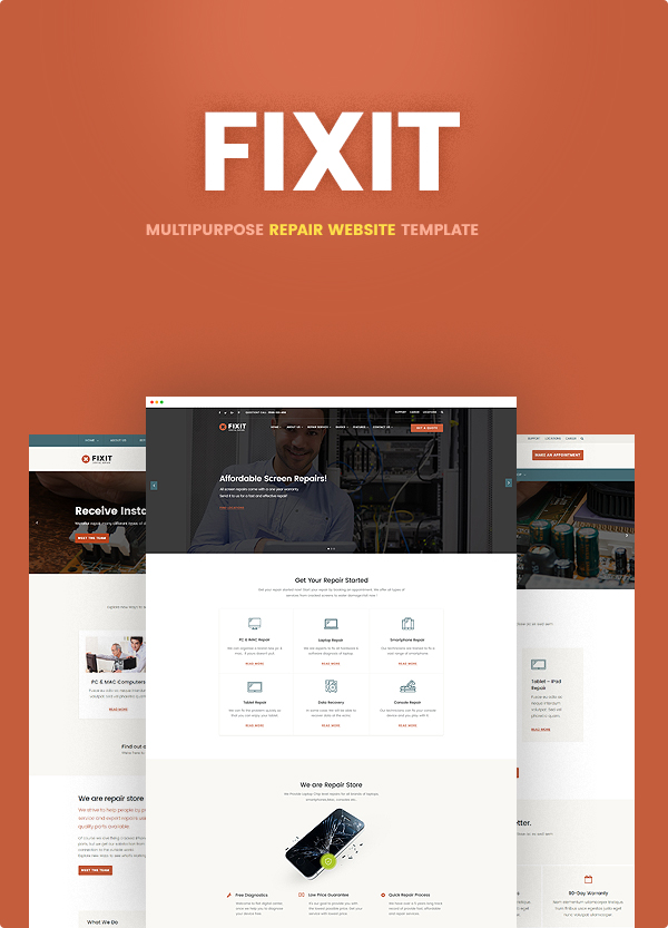 Phone, Computer Repair Shop Responsive WordPress theme - Fixit