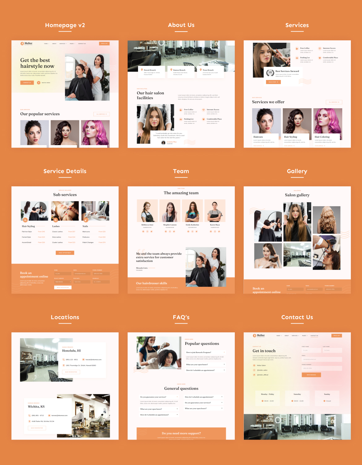 Melier | Hair & Beauty Salon Elementor Template Kit - 2