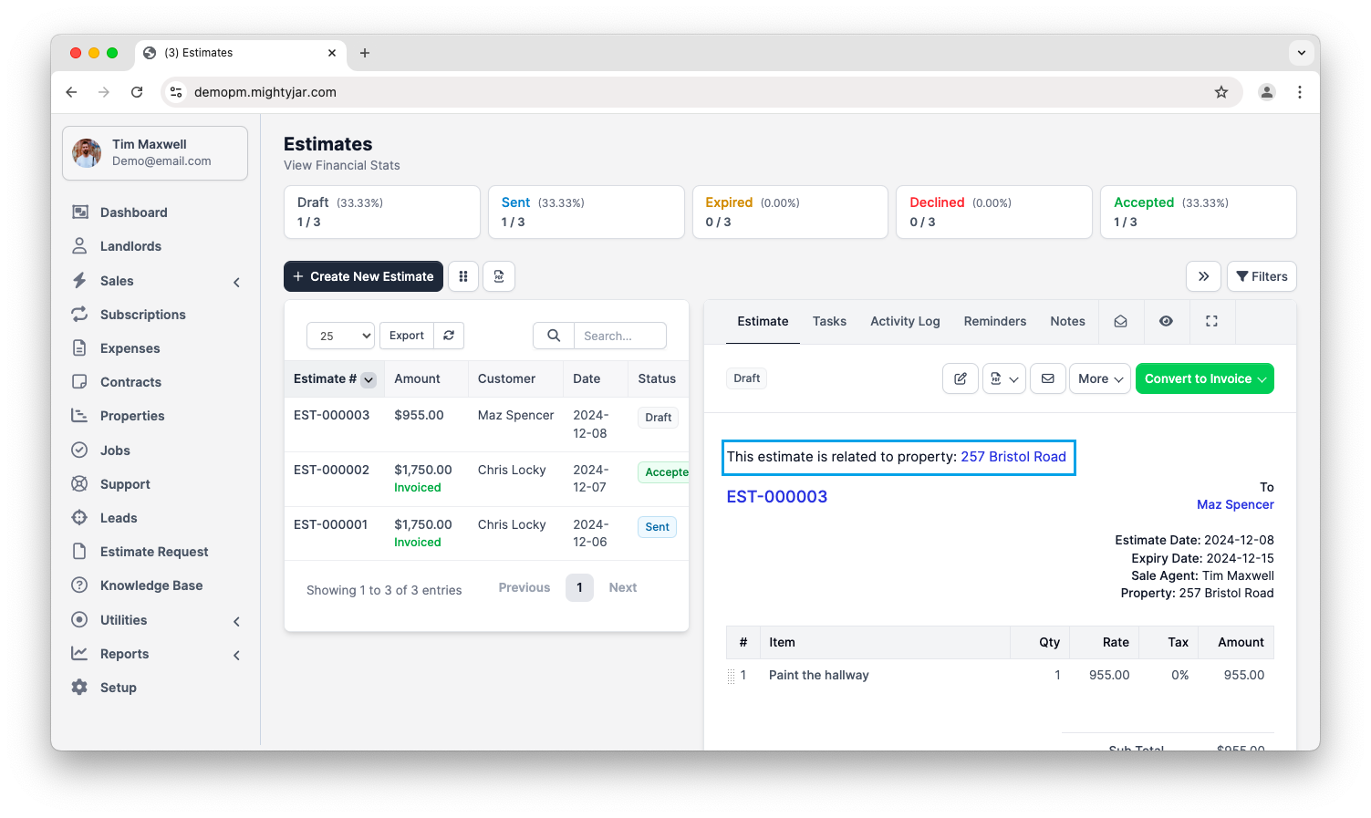 Create an estimate