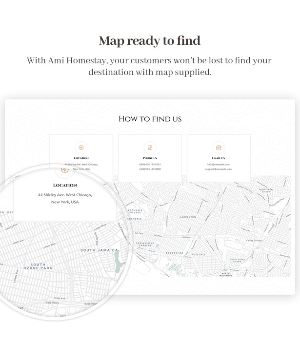 Tema WordPress Ami Homestay Hotel - Suporte de mapa