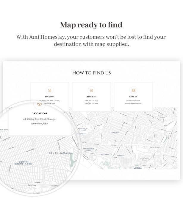 Ami Homestay Hotel WordPress Theme - Map Support