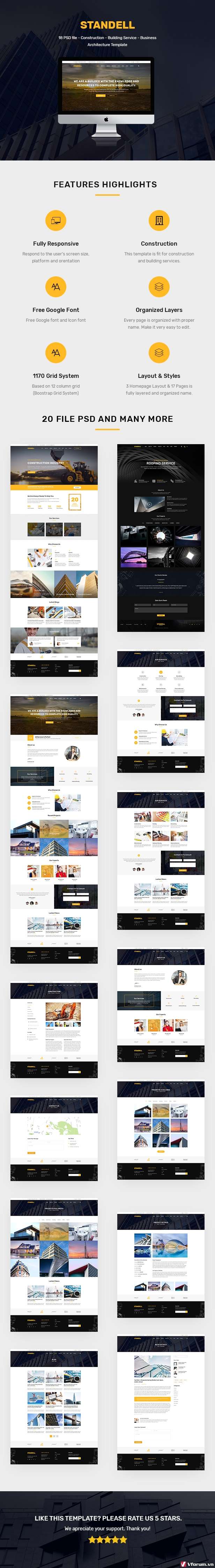 Standell | Multipurpose Construction PSD Template - 1