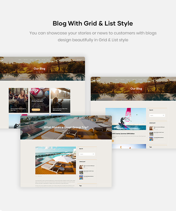 Erios Hotel Booking WordPress Theme - Blog Grid List Style