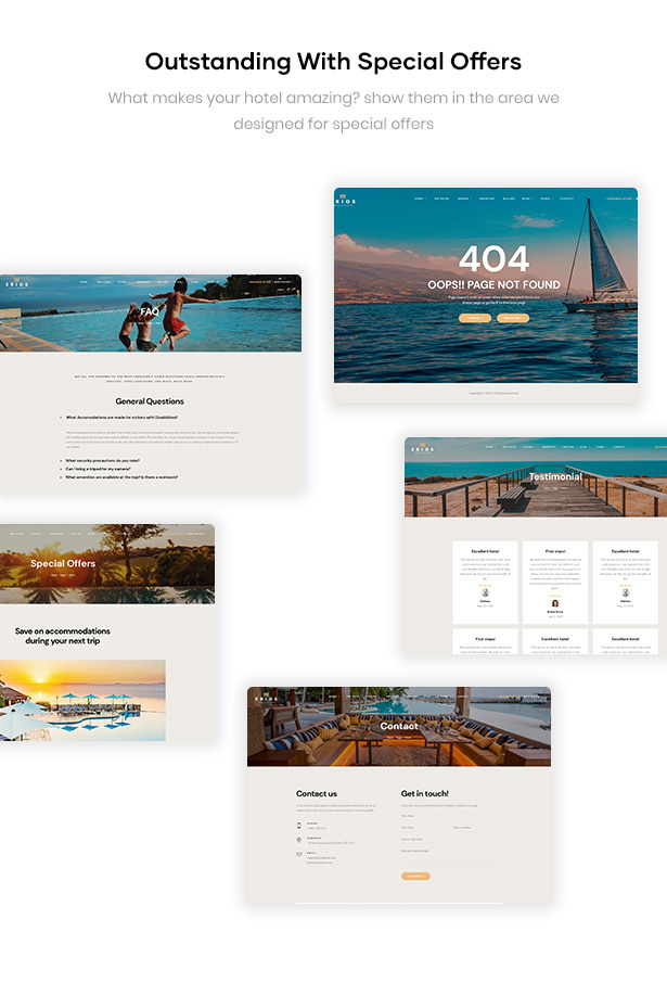 Erios Resort WordPress Theme Pages Supported