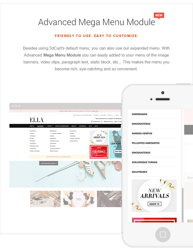 ELLA Responsive 3dCart Theme Features