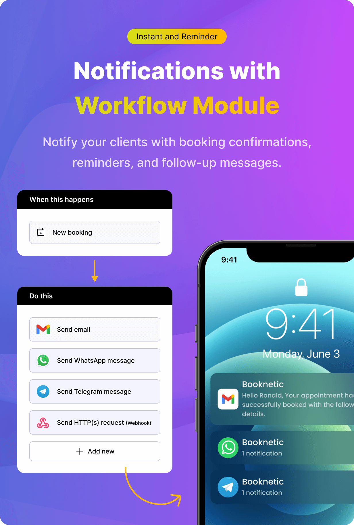 Booknetic - Workflow, Notifications