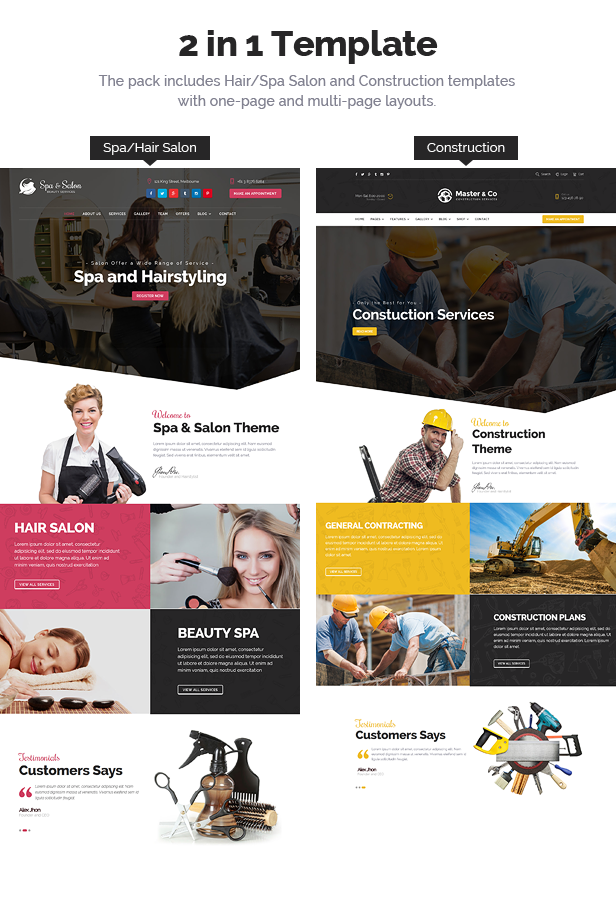 Beauty & Construction Services HTML Template - 1
