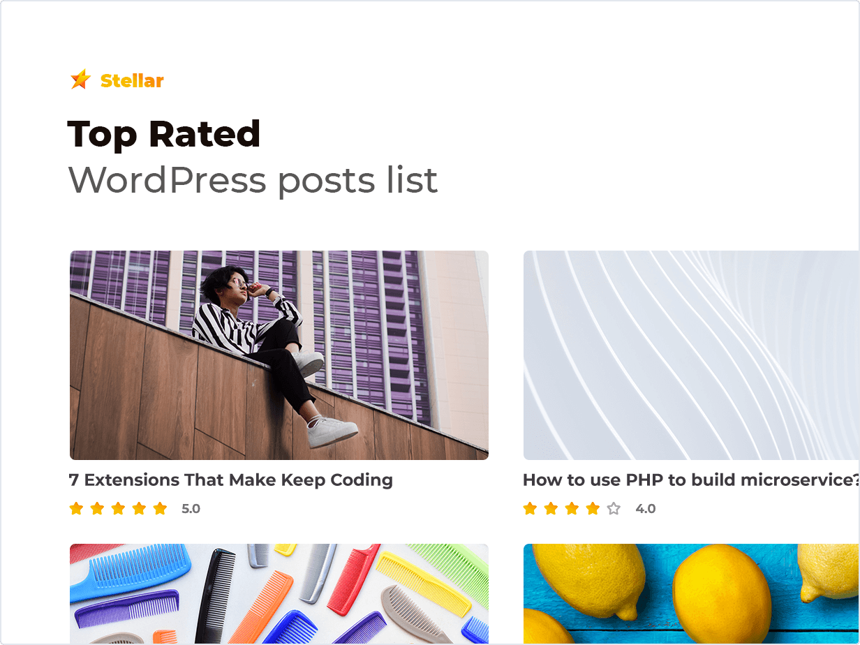Stellar – Star Rating plugin for WordPress - top rated posts list