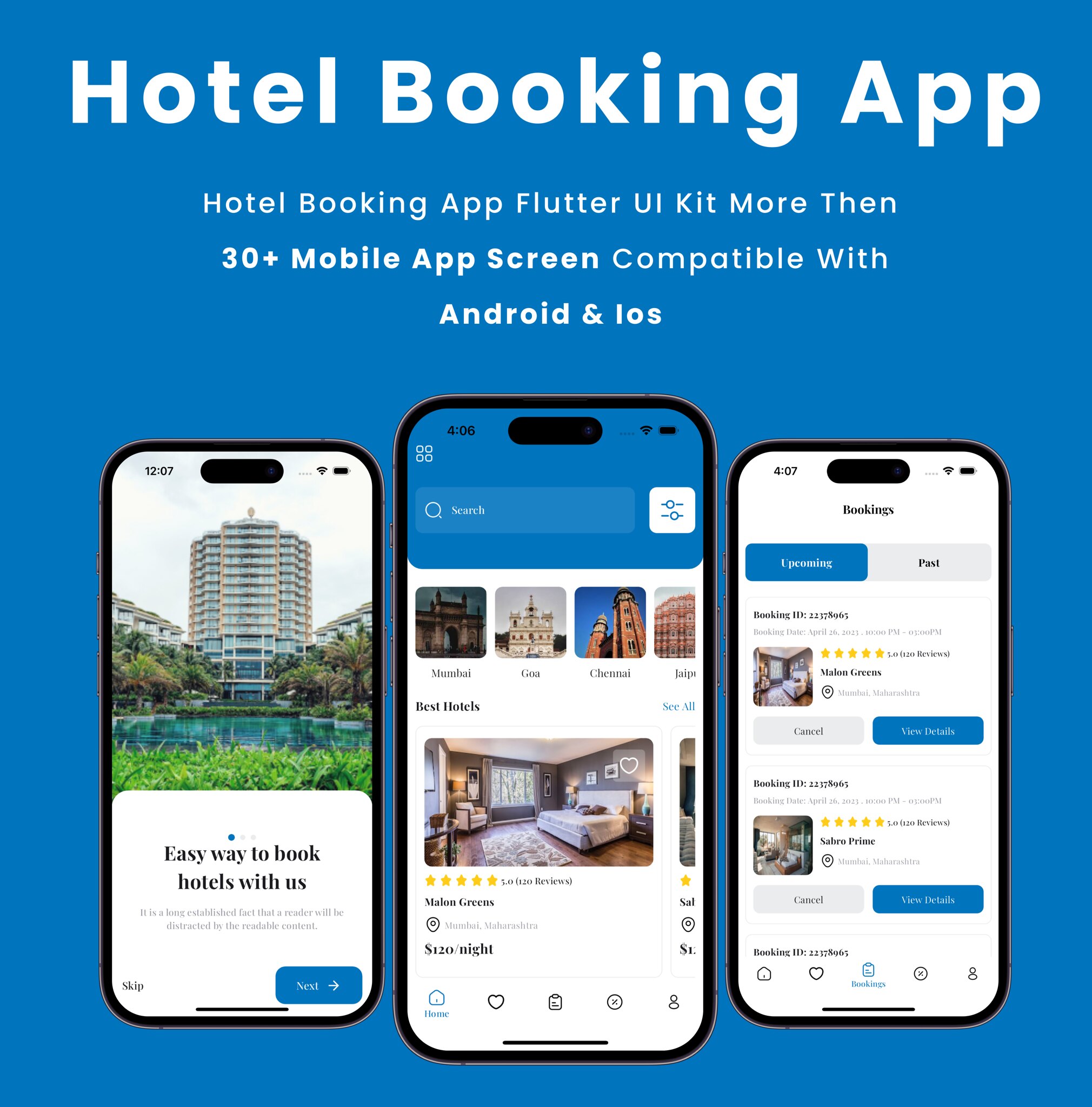 HotelBooking App - Online Ultimate Hotel Booking Solution Flutter App | Android | iOS Mobile App Tem