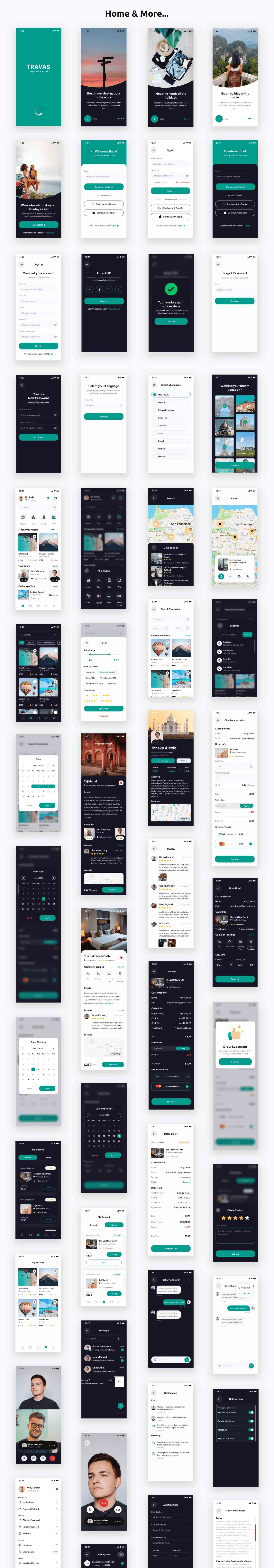 Travel Mobile App | UI Kit | React Native | Figma FREE | Travas - 2