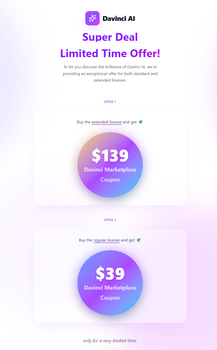 Davinci AI - OpenAI Content, Text, Image, Voice, Chat, Code, Transcript,  and Video Generator as SaaS by Berkine