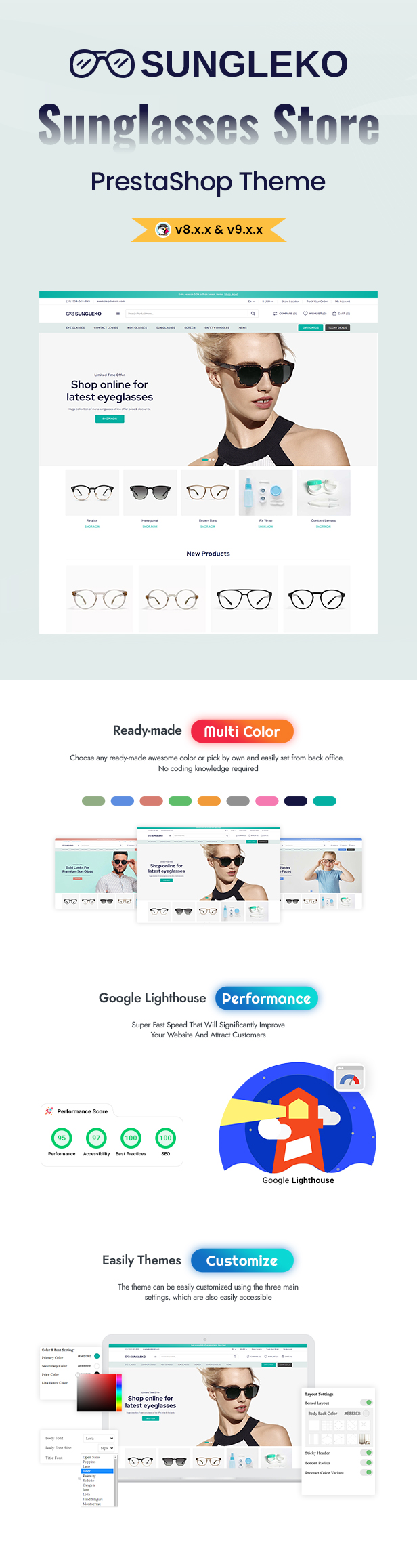 Sungleko - Sunglasses, Eyewear and Fashion Prestashop Theme - 1