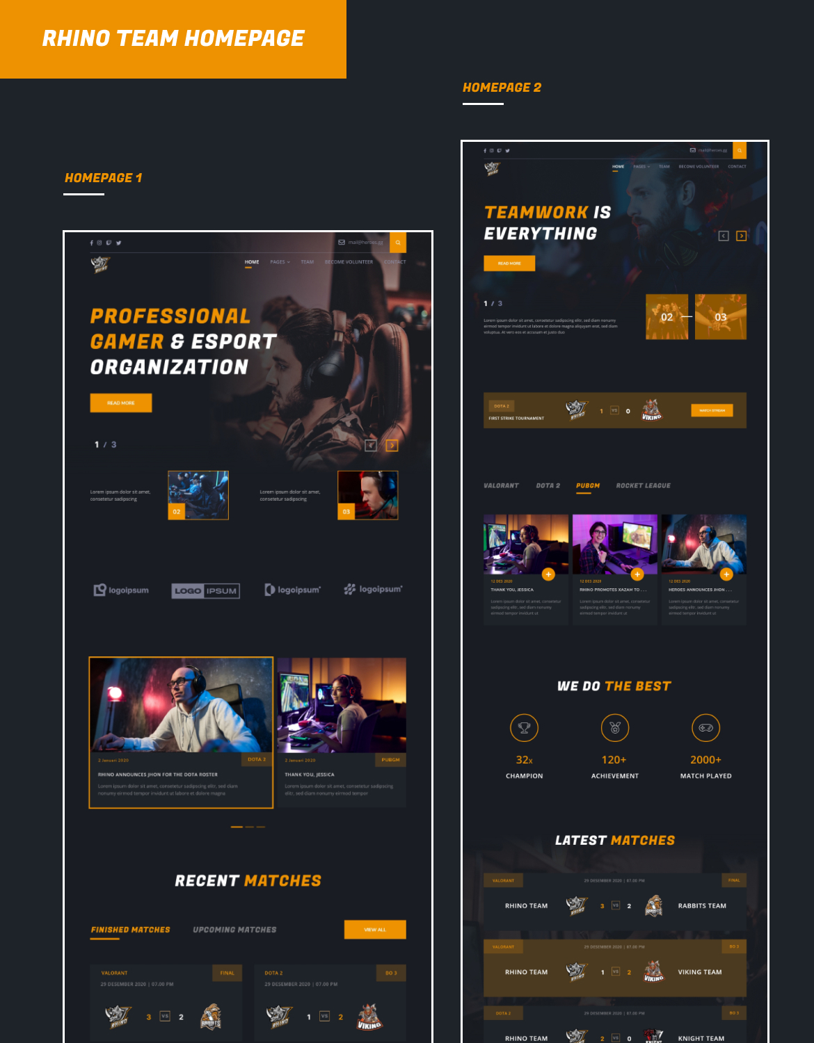 Rhino Team - eSport & Game Events UI Kit - 1