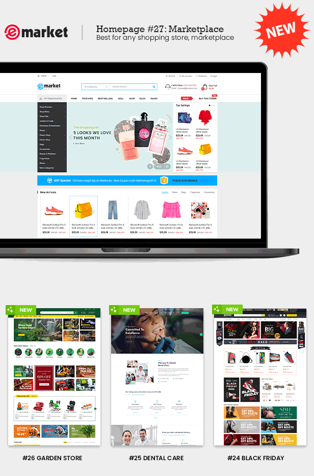 eMarket - Multi Vendor MarketPlace Elementor WooCommerce WordPress Theme