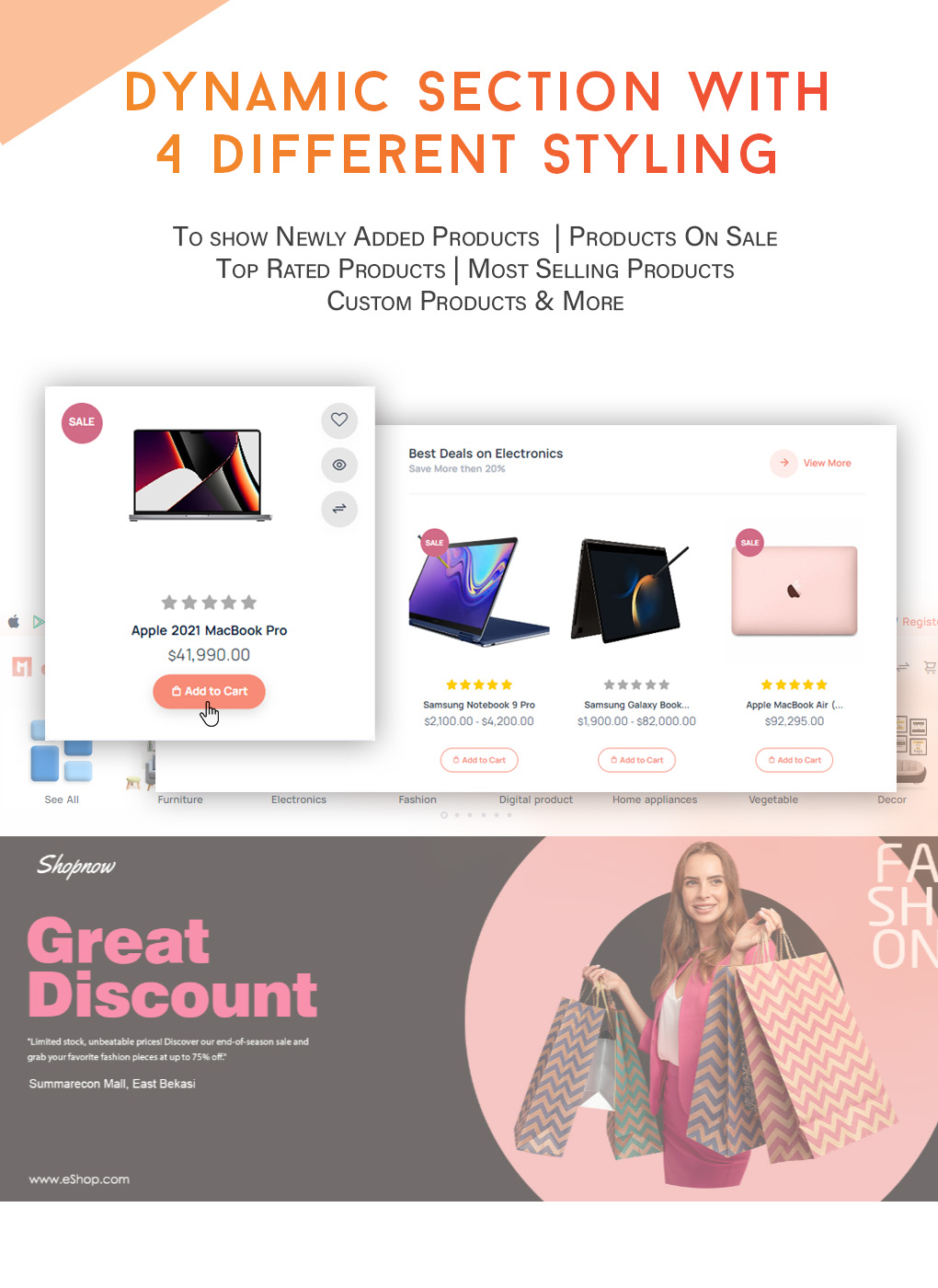 Dynamic Sections - eShop website Multi vendor ecommerce marketplace / CMS