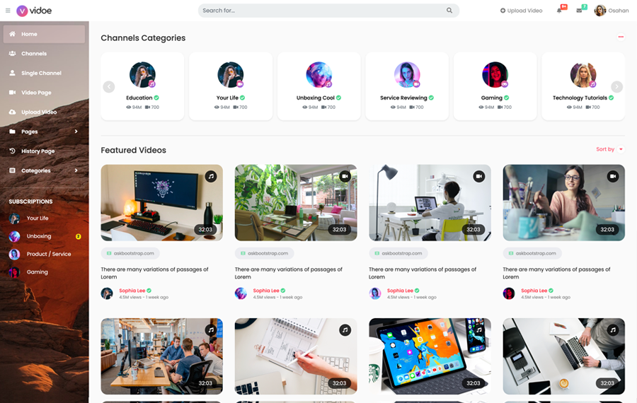 VIDOE - Video Streaming Website HTML, React Template