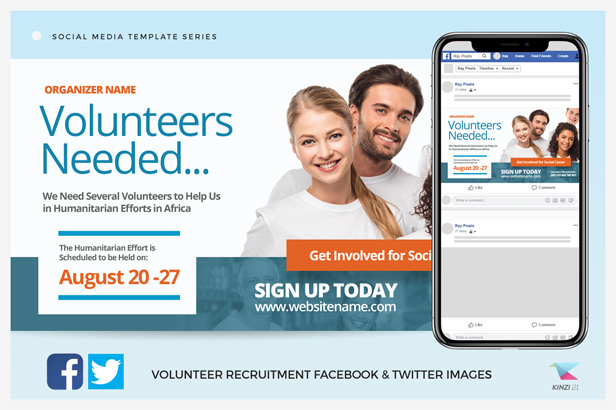 Volunteer Recruitment Instagram Post Templates, Web Elements 