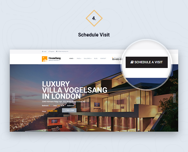 Quick Schedule Visit in HouseSang Single Property WordPress Theme