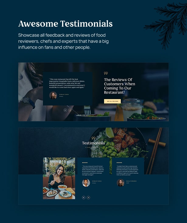Awesome Testimonials Delicioz Restaurant WordPress Theme