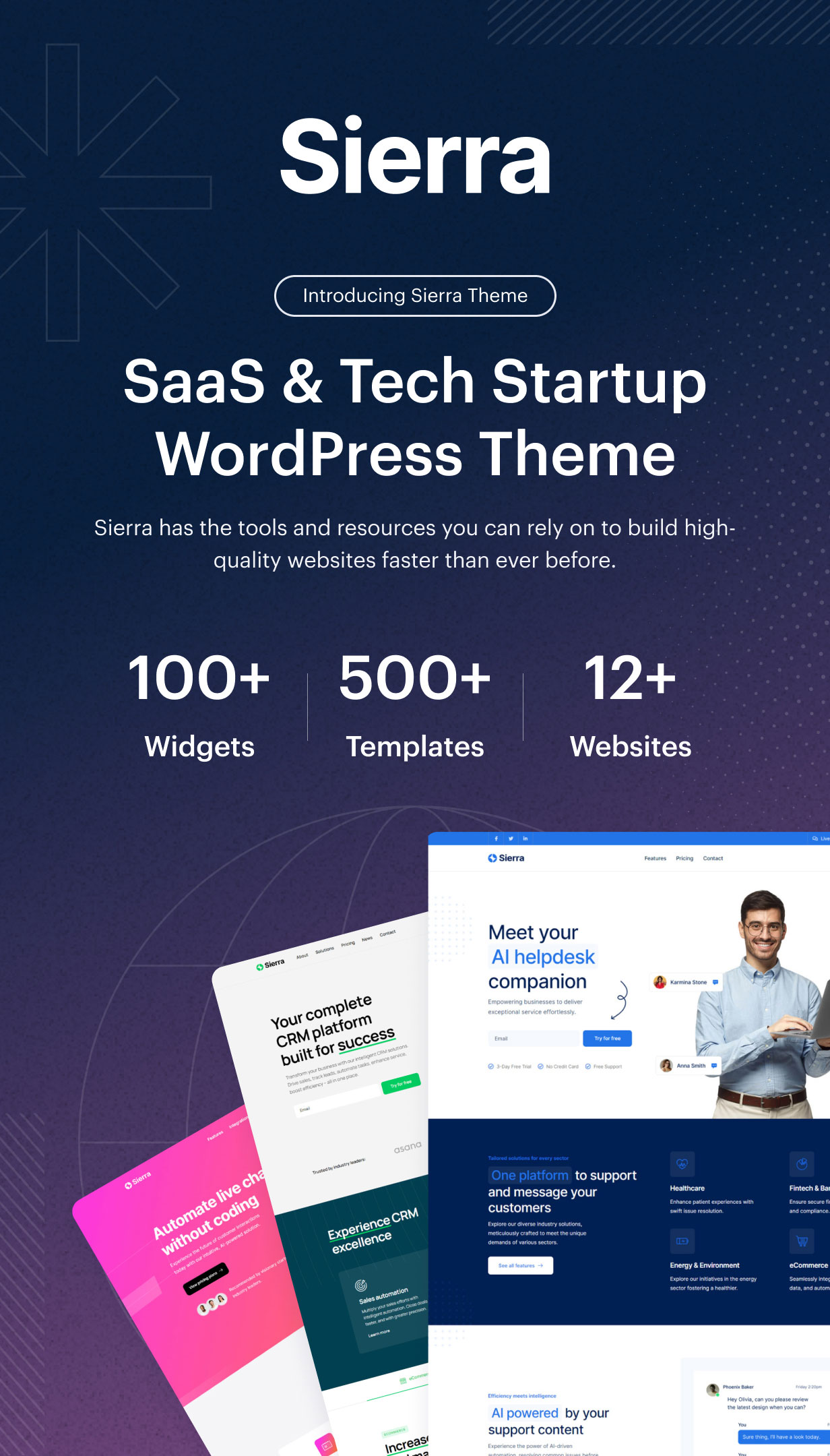 Sierra SaaS & Tech Startup Elementor WordPress Theme