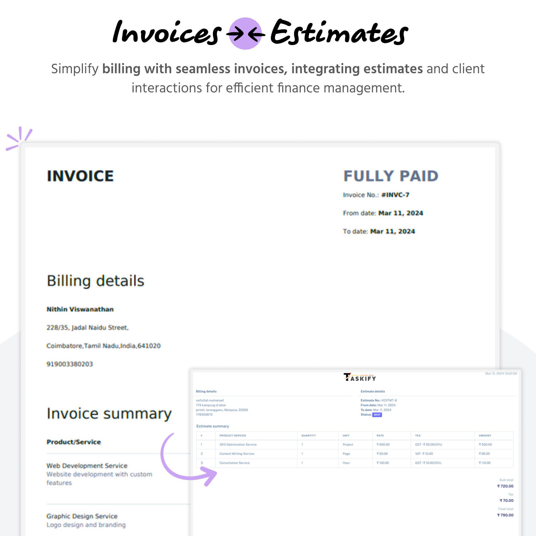 Invoices & Estimates - Admin panel - Taskify SaaS - Project Management, Task Management & Productivity Tool