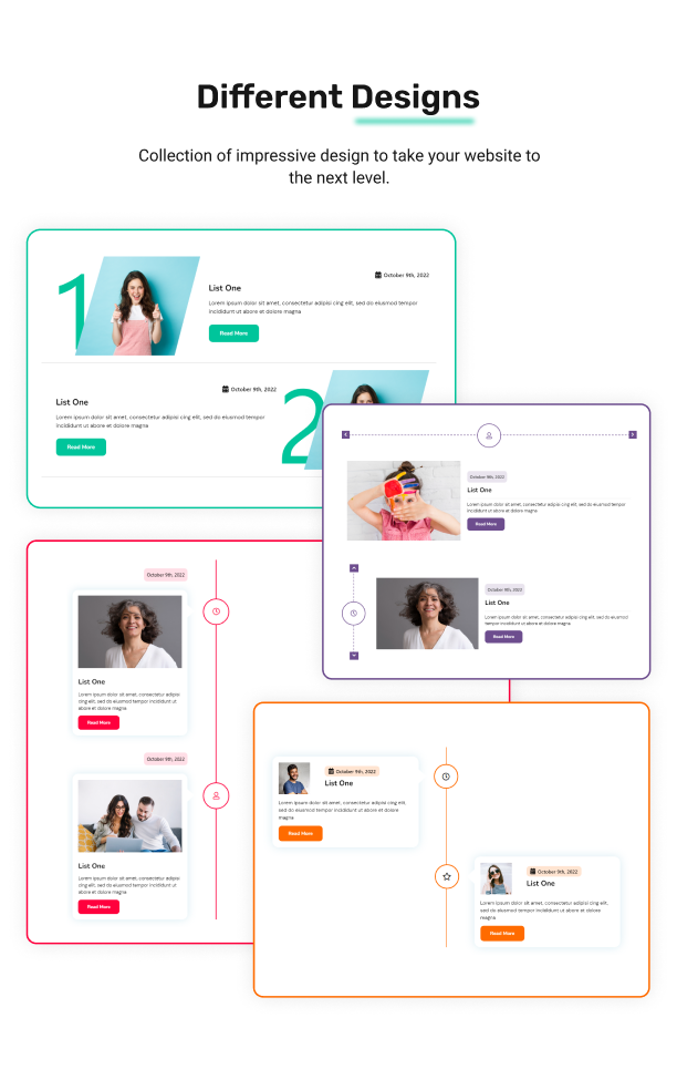 Different Designs - Timeline Layouts for Elementor