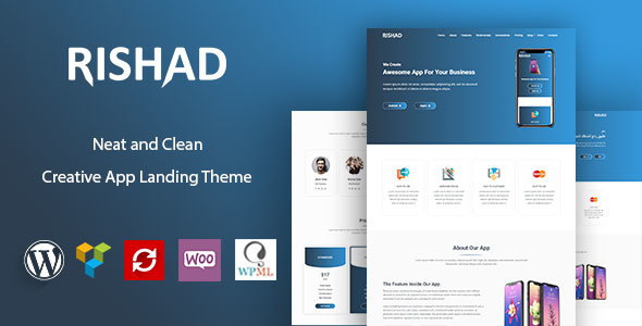 Rishad - App Landing WordPress Theme + RTL - Software Technology