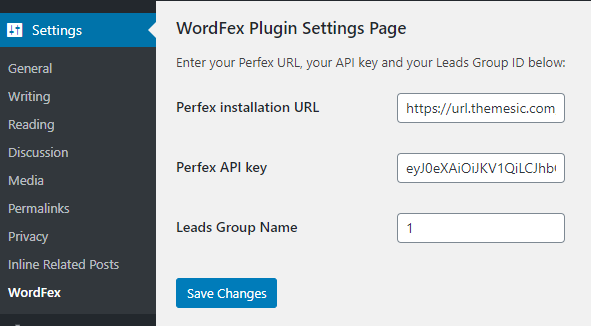 WordFex - Sincronize WordPress com Perfex - 1