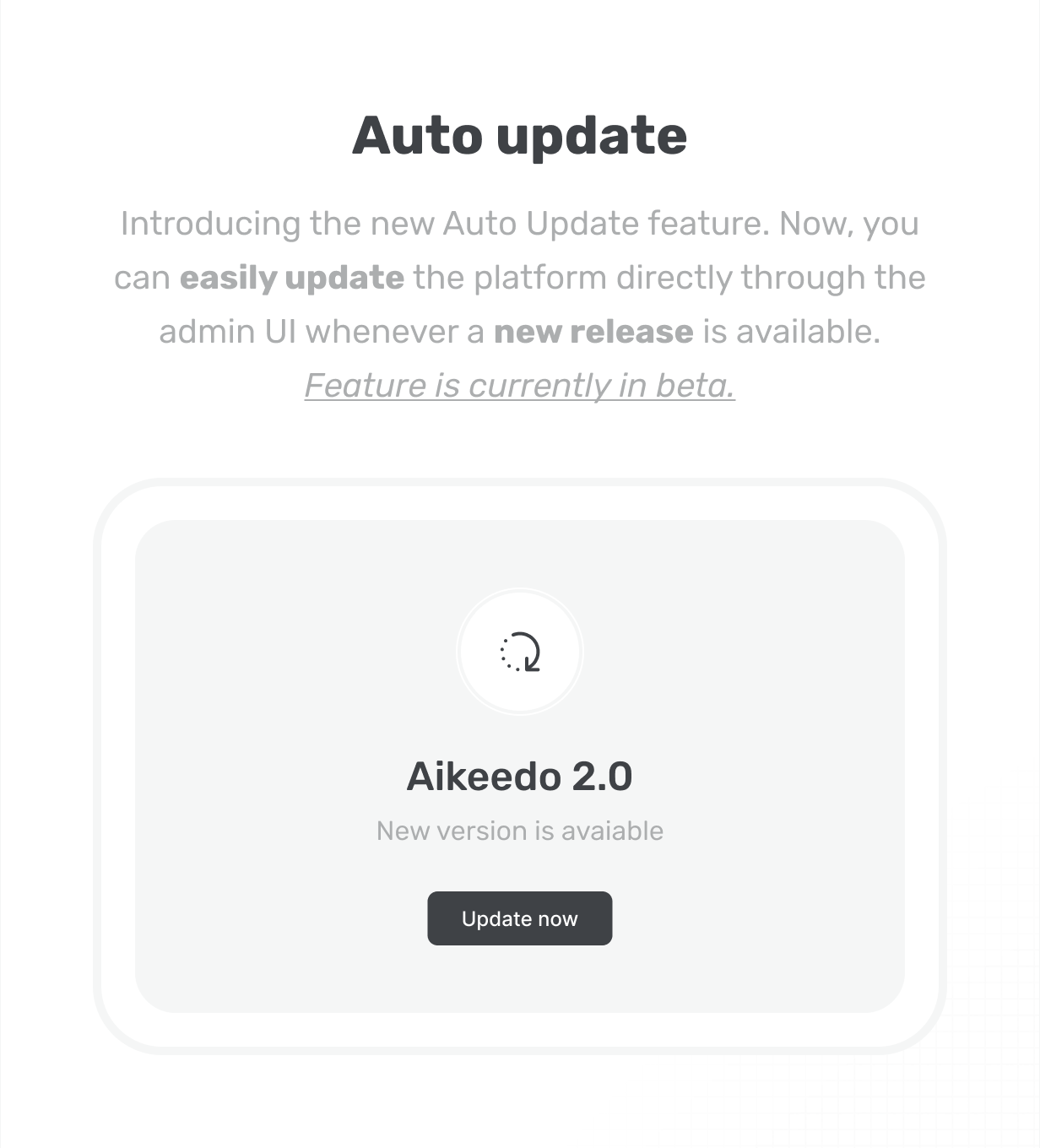 Introducing the new Auto Update feature Currently Beta feature aikeedo @heyaikeedo