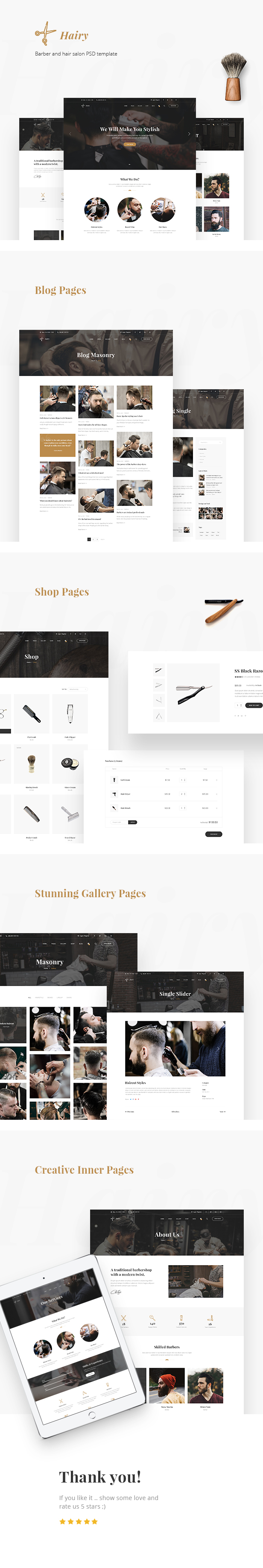 Hairy - Barber Salon PSD Template - 7