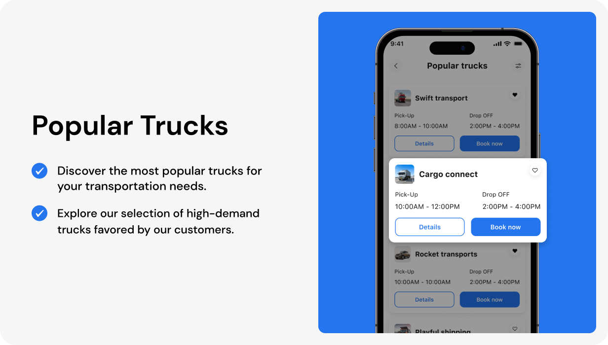 TruckerZone UI template | Online Truckload Booking App in Flutter | FreightFlow App Template - 7