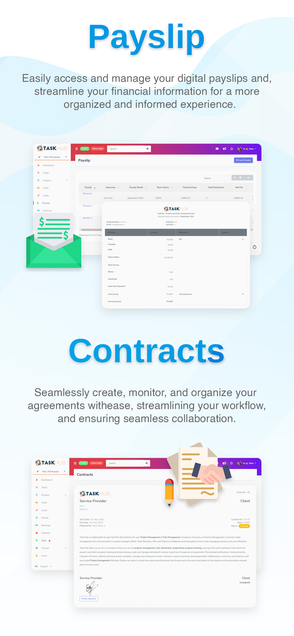 Payslips & Contracts - Taskhub