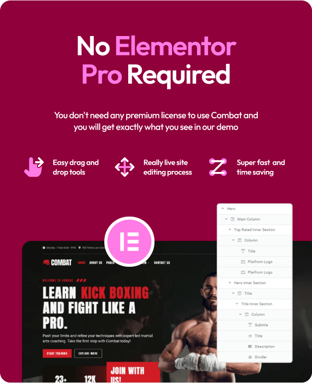 Combat - Martial Arts Club & Trainer Elementor Template Kit - 2