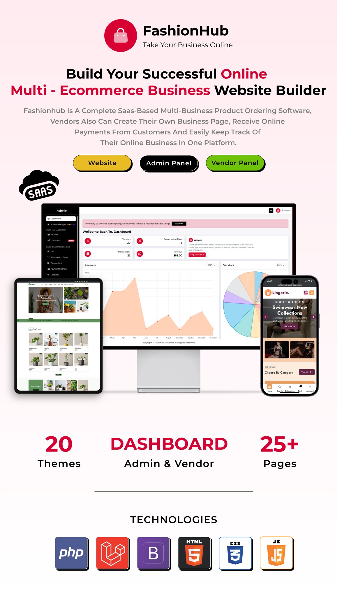 FashionHub SaaS - Construtor de Sites de Comércio Eletrônico Multivendedor SaaS