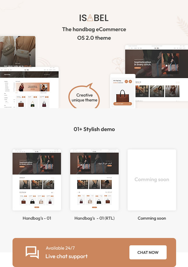 Isabel - Handbag eCommerce Responsive Shopify 2.0 Theme - 1
