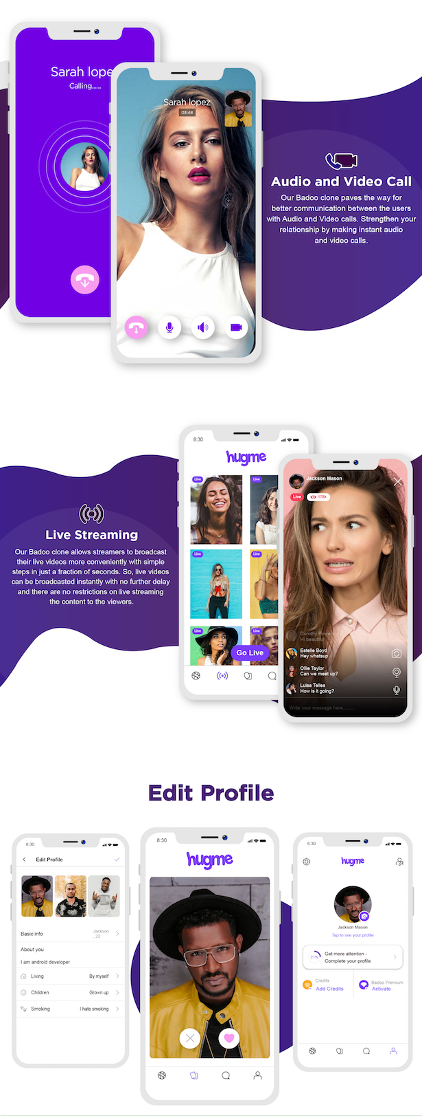 Hugme - Android Native Dating App with Audio Video Calls and Live Streaming - 8